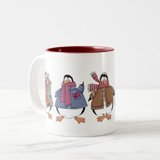 Mok met kerstmis pinguins (Voorkant links)
