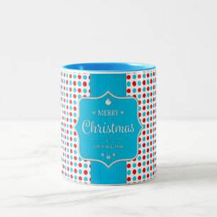 Mok met kerstrode blauw pokkendots