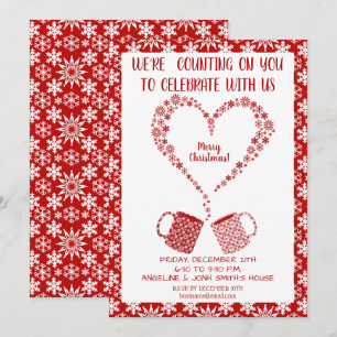 Mok met kerstrode sneeuwvlokken personaliseren kaart