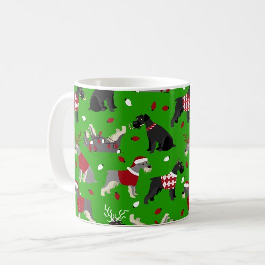 Mok met kerstschnauzer-koffie (Voorkant links)
