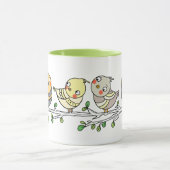 Mok met leuke cartoon vogels, Aardige vogelillustr (Midden)
