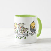 Mok met leuke cartoon vogels, Aardige vogelillustr (Voorkant rechts)