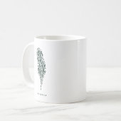 Mok met linocut botanische letter A en naam (Voorkant links)