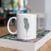 Mok met linocut botanische letter A en naam