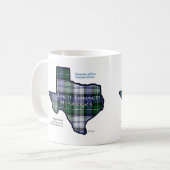 Mok met Loch Lonach Mysteries Tartan Texas Logo (Voorkant links)