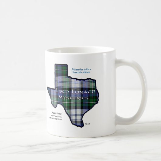 Mok met Loch Lonach Mysteries Tartan Texas Logo (Rechts)