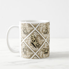 Mok met loof en vlinders