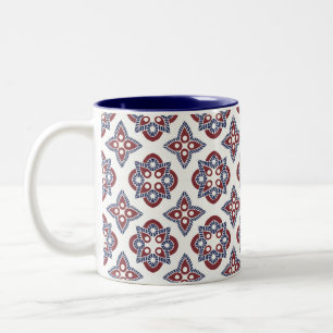 Mok met marineblauw en frambozenpatroon