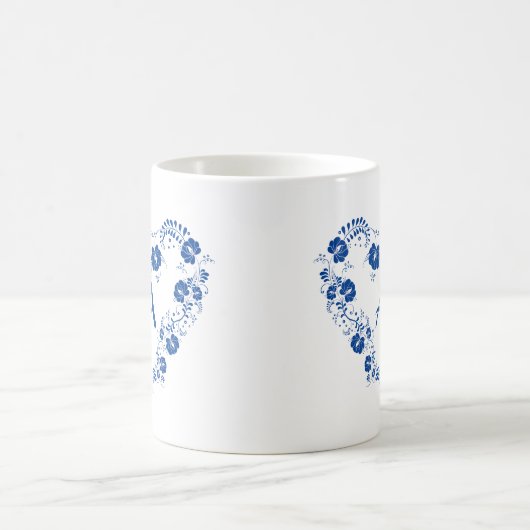Mok met monogram en het blauw hart symbool (Center)