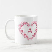 Mok met monogram en het roze hartsymbool (Links)