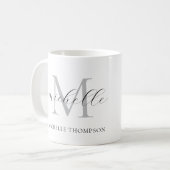 Mok met monogram, initiaal en naam, eenvoudig  (Voorkant links)