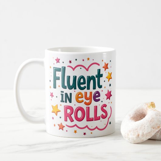 Mok met Oogrol Grappig Sarcasme (Met donut)