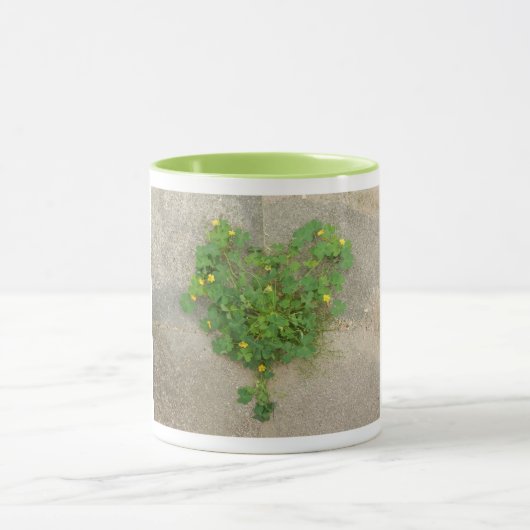 Mok met originele foto van hartvormige klaver (Midden)