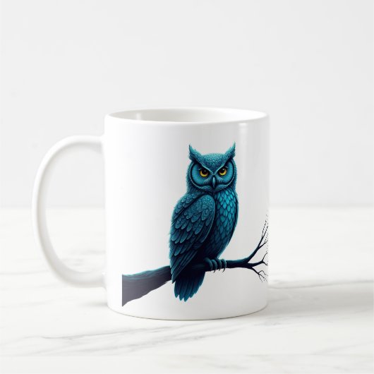 Mok met Owl mandala patroon op veren (Links)