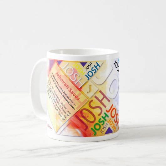 Mok met persoonlijke naam Josh (Voorkant links)