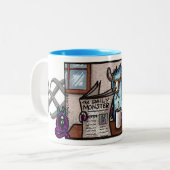 Mok met piepende ademhaling - Koffiemonster in och (Voorkant links)