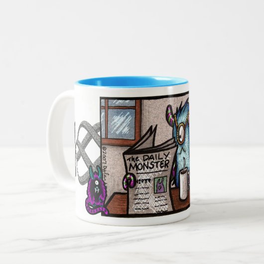 Mok met piepende ademhaling - Koffiemonster in och (Voorkant links)