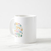 Mok met positieve vibes en leuk grafisch ontwerp (Voorkant links)