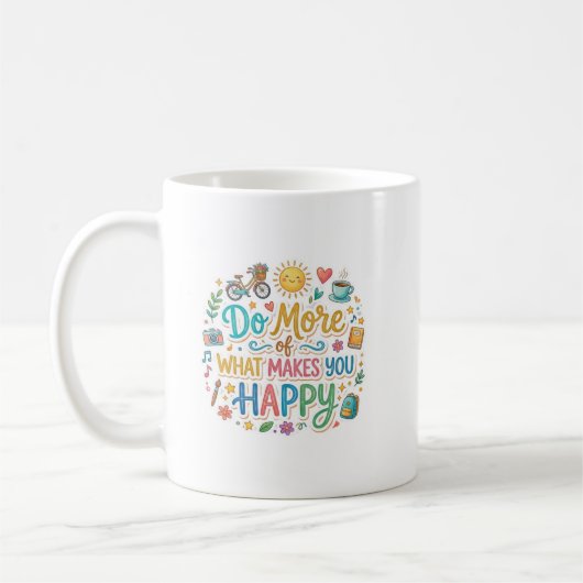 Mok met positieve vibes en leuk grafisch ontwerp (Links)