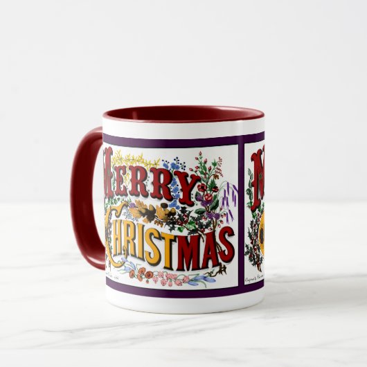 Mok met prettige kerstcadeaus (Voorkant links)