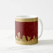 Mok met rode en gouden kerstklep (Voorkant rechts)