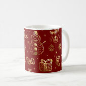 Mok met rode en gouden kerstkoffie (Voorkant rechts)