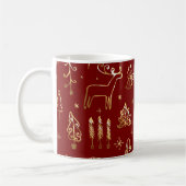 Mok met rode en gouden kerstkoffie (Links)