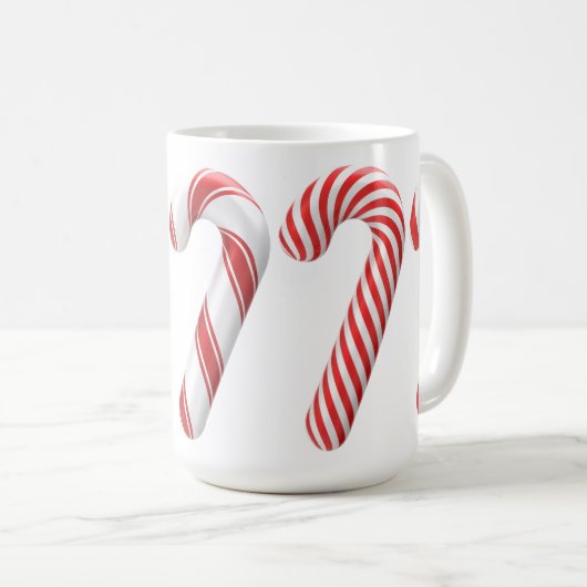 Mok met rode en witte snoepriet (Voorkant rechts)