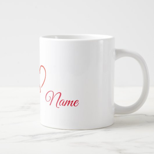 Mok met rode hartslag en hartslag met naam (Rechts)