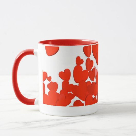 Mok met rood gekleurd hart betoveren (Links)