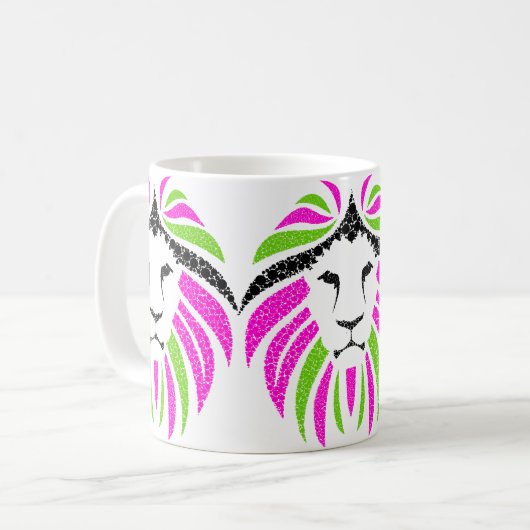 Mok met roze en groene leien ( koffie-Mok) (Voorkant links)