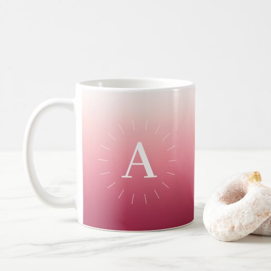 Mok met roze verloop en initialen (Met donut)