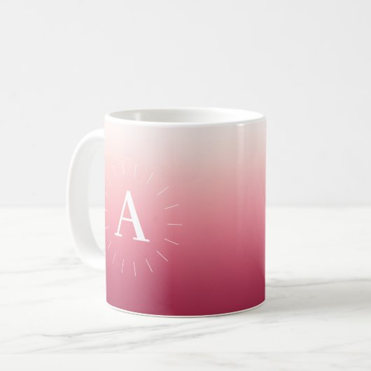 Mok met roze verloop en initialen (Voorkant links)