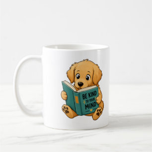 Mok met Schattige Goudkleurige Retriever die Boek