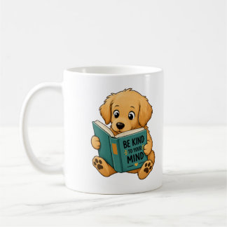 Mok met Schattige Goudkleurige Retriever die Boek