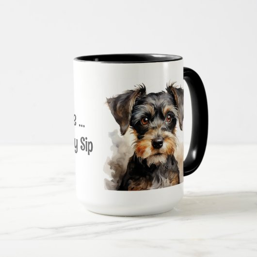 Mok met Schattige Schnauzer Portrait (Voorkant rechts)