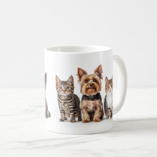 Mok met Schattigee Kittens en puppy's (Voorkant rechts)