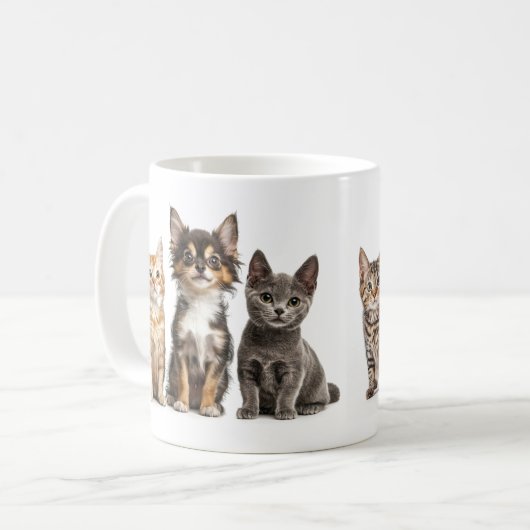 Mok met Schattigee Kittens en puppy's (Voorkant links)