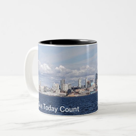 Mok met Seattle Skyline en Make Today Count (Voorkant links)