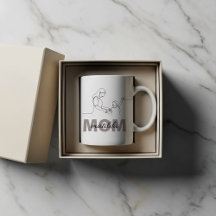 Mok met single line kunst voor mama, gepersonalise
