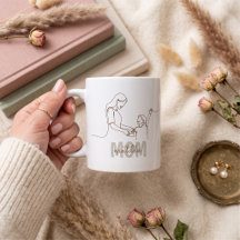 Mok met single line kunst voor mama, gepersonalise