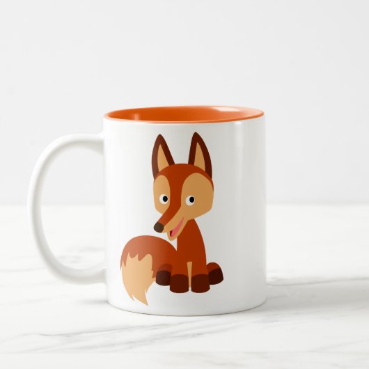 Mok met slimme vos in cartoonstijl (Links)