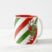 Mok met snoepriet voor tweetone kerstkoffie (Voorkant rechts)