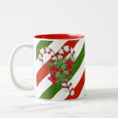 Mok met snoepriet voor tweetone kerstkoffie (Links)