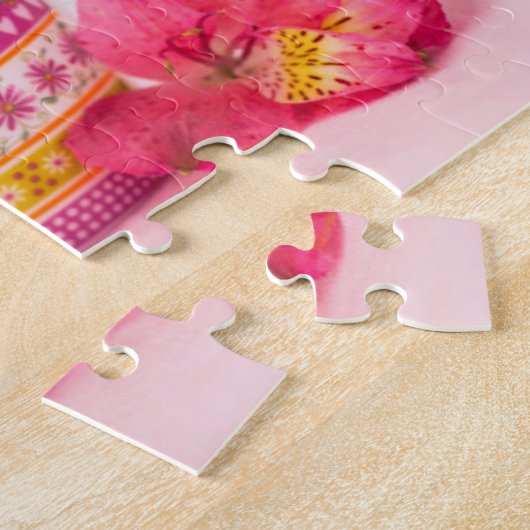 Mok met thee, croissant en ventilator legpuzzel (Zijkant)