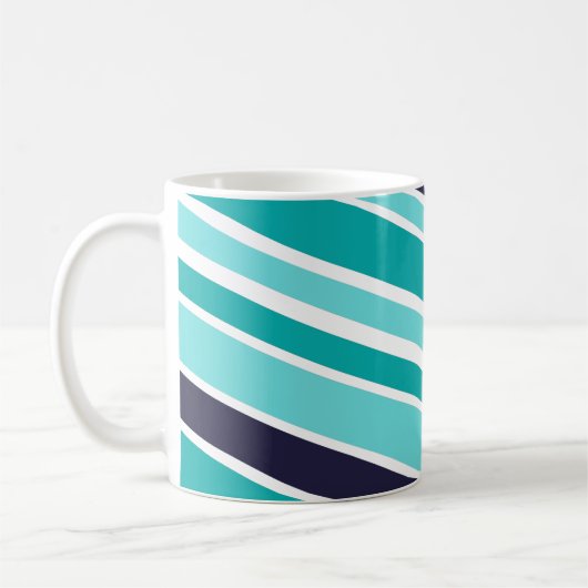 Mok met turkooizen en donkerblauwe strepen (Links)