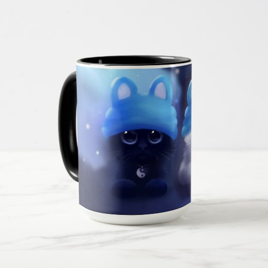 mok met twee katten erop (Voorkant links)