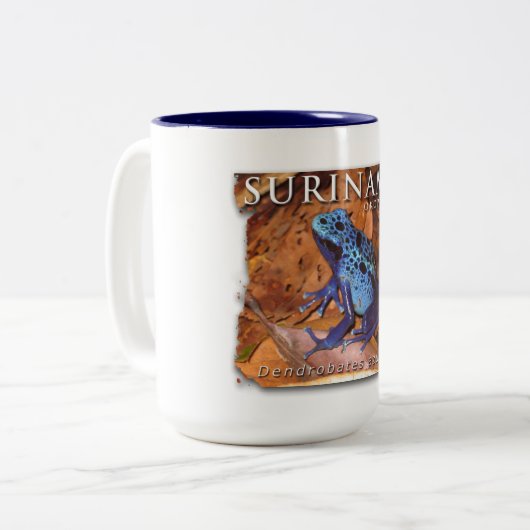 Mok met twee kleuren met blauwe kikker (Voorkant links)