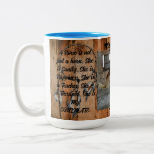 Mok met twee tonen van paarden, 15 oz