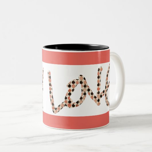 mok met twee toonaangevende koffie (Voorkant rechts)